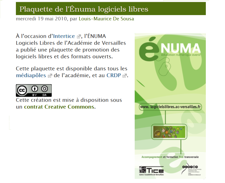 plaquette enuma logiciels libres